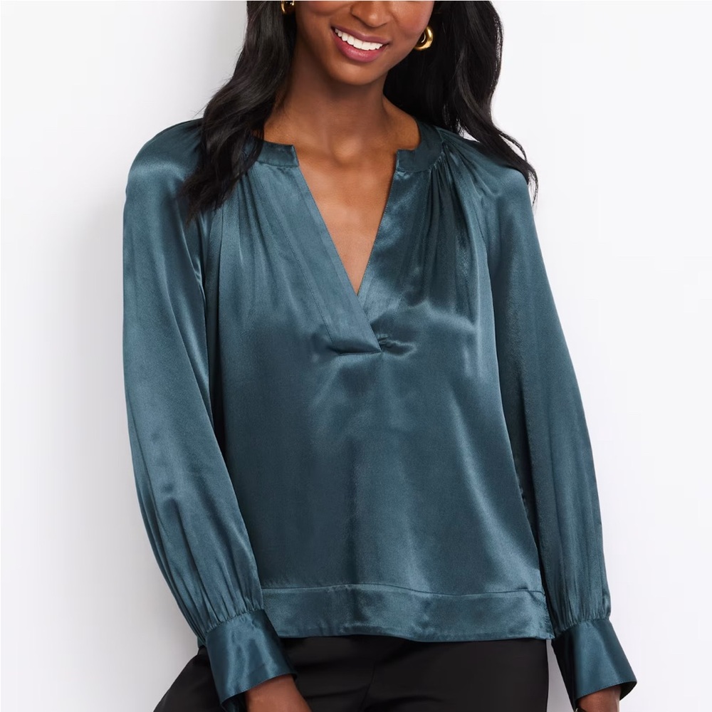 Rails Evereve Blue Satin Blouse M NWT